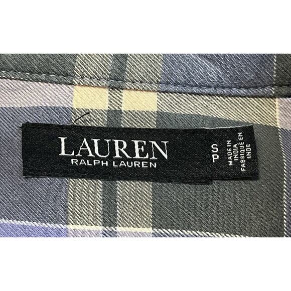 Lauren Ralph Lauren Plaid Shirt Womens Roll Tab Sleeve Flannel Purple Sz S EUC - Picture 6 of 8